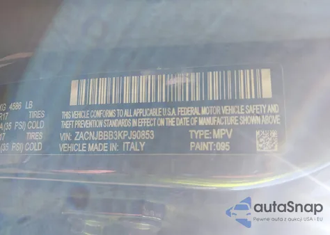 2019 Jeep Renegade Latitude 4X4 z USA, uszkodzony, nr VIN ZACNJBBB3KPJ90853